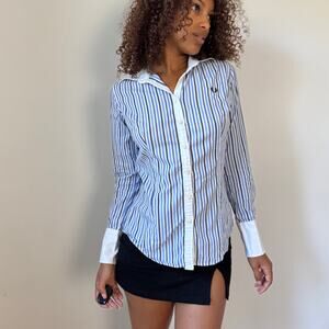 Vintage Fred Perry Italian Cotton Striped Button-Down with Contrast Collar (S)